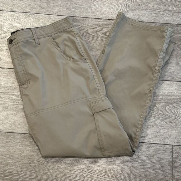 Prana Pants Mens 36x30 Beige Outdoor Hiking Convertible Snap Leg Gorpcore - Picture 1 of 9